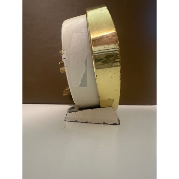 VTG Westclock Big Ben Mechanical windup clock alarm cream gold metal gear driven - Picture 9 of 12